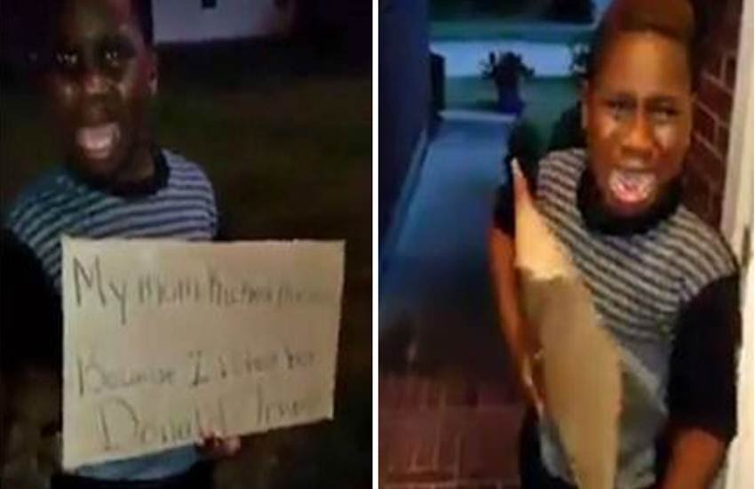mom kicks out son for voting trump, young boy votes for donald trump, texas mom boots her boy for voting trump, mom kicks out young son out of house for voting trump at school, donald trump