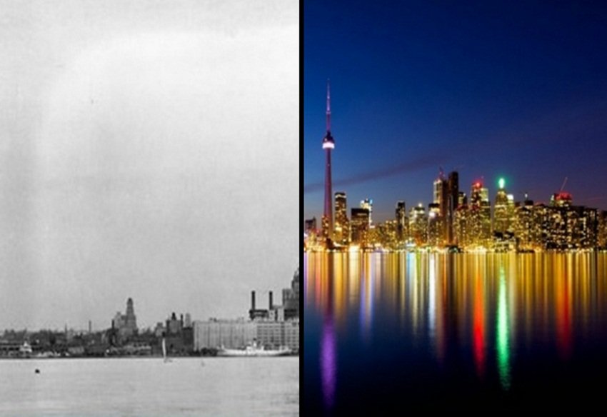 कनाडा का टोरोंटे भी 1930 से 2016 में इतना बदल गया। (Image Source: brightside)