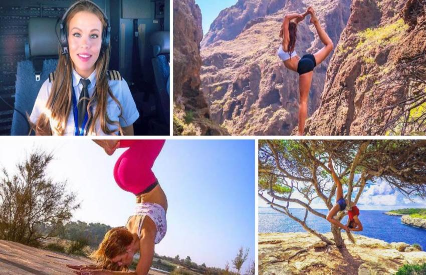 Stunning Swedish pilot, yoga, hot yoga, instagram, post photo on instagram, sweden, hot swedish pilot