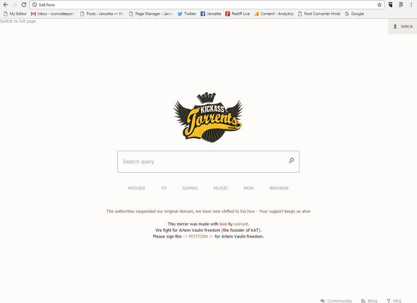 Kickass Torrents, Torrent, Torrent downloads, Movie Torrent, Video download, free movie download, Videos Torrent, KATcr, Largest Piracy Site, Technology, India, Jansatta