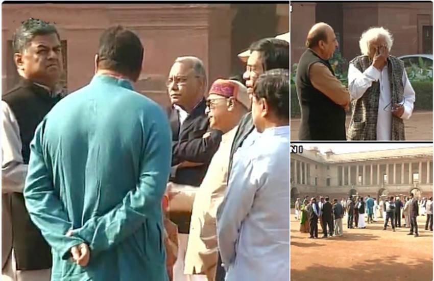 राष्ट्रपति प्रणब मुखर्जी से मुलाकात के लिए राष्ट्रपति भवन पहुंचे विपक्षी नेता। (Photo: ANI)