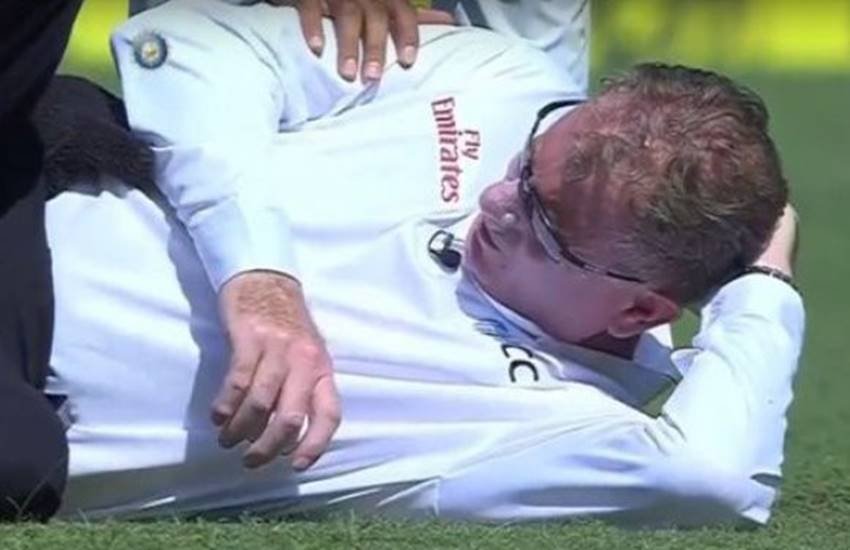 Paul Refel, Bhuvneshwar Kumar, Mumbai Test, Wankhede test Match, India vs England 4th test Wankhede, Umpire Injured, Head Injury, Cricket News, Sports News Paul Refel, Bhuvneshwar Kumar, Mumbai Test, Wankhede test Match, India vs England 4th test Wankhede, Umpire Injured, Head Injury, Cricket News, Sports News