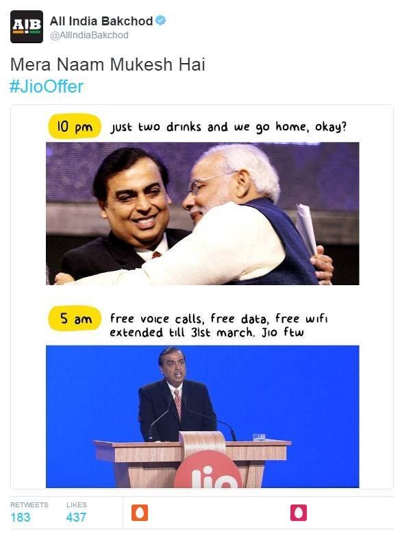 Reliance Jio 4G, Jio Offer, Happy New Year Offer, Mukesh Ambani, reliance jio 4g sim, reliance jio offer, jio offer, reliance jio welcome offer, reliance jio welcome offer ends, reliance jio tariff, reliance ji 4g sim, jio 4g sim plans, jio 4g plans, jio 4g offer, reliance jio new offer, reliance jio 4g sim, jio news in hindi, mukesh ambani, reliance jio related announcement, tech news, Twitter, Business, Funny, Humour, India, Jansatta