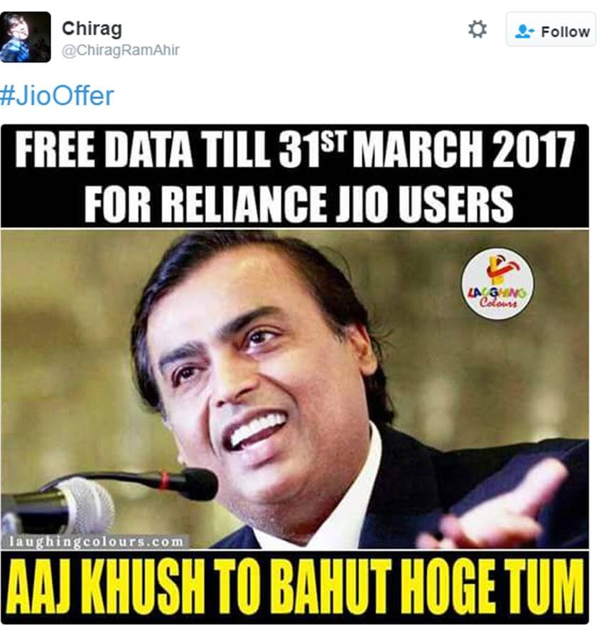 Reliance Jio 4G, Jio Offer, Happy New Year Offer, Mukesh Ambani, reliance jio 4g sim, reliance jio offer, jio offer, reliance jio welcome offer, reliance jio welcome offer ends, reliance jio tariff, reliance ji 4g sim, jio 4g sim plans, jio 4g plans, jio 4g offer, reliance jio new offer, reliance jio 4g sim, jio news in hindi, mukesh ambani, reliance jio related announcement, tech news, Twitter, Business, Funny, Humour, India, Jansatta