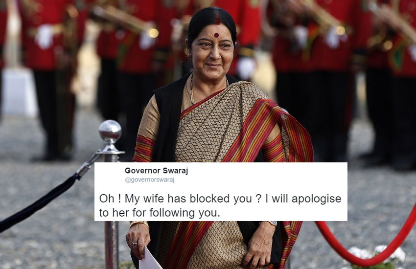 Sushma Swaraj, Swaraj Kaushal, Sushma Swaraj AIIMS, Sushma Swaraj Health, Sushma Swaraj Husband, Sushma and Swaraj Kaushal, Sushma Swaraj Marriage, Governor Kaushal, Twitter, Blocking, Social Media, Humour, India, Jansatta