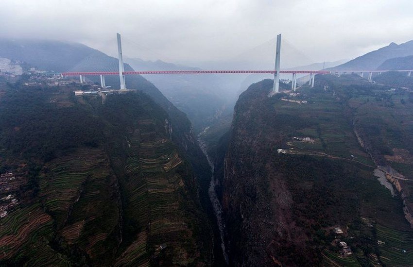 world's highest bridge, China highest bridge, Beipanjiang Bridge, Yunnan and Guizhou