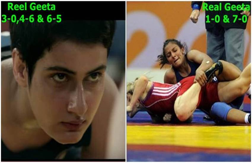 dangal, dangal news, dangal movie mistake, mistake in dangal, geeta phogat, geeta phogat dangal scene, aamir khan, aamir khan dangal, geeta phogat match, geeta phogat cwg match, geet phogat real match, mahavir singh phogat, entertainment news