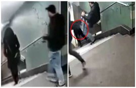 German man kicks woman, woman attacked in subway, woman attacked by berlin man, woman kicked in the back, man kicks woman in the back, germany, berlin