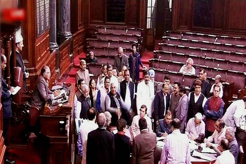 गुरुवार (1 दिसंबर) को राज्यसभा में हुए हंगामे का एक दृश्य।