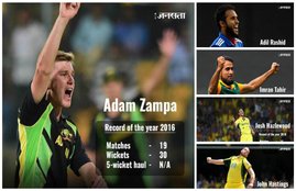 top wicket takers in 2016, ODI wicket takers chart in 2016, adam zampa, john hastings, adil rashid, imran tahir, josh hazlewood, ODI records 2016, cricket records, cricket news