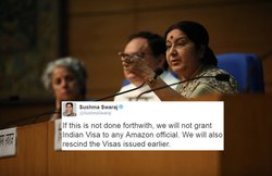 अमेजन द्वारा तिरंगे के अपमान पर भड़कीं सुषमा स्‍वराज, कहा- माफी मांगो वर्ना नहीं दूंगी वीजा