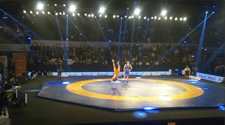 baba ramdev, yoga guru baba ramdev, baba ramdev wrestling, ramdev vs andrey stadnik, andrey stadnik vs baba ramdev, pro wrestling, pwl 2, pwl news, Olympic medallist Andrey Stadnik, Pro Wrestling League