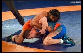 baba ramdev, yoga guru baba ramdev, baba ramdev wrestling, ramdev vs andrey stadnik, andrey stadnik vs baba ramdev, pro wrestling, pwl 2, pwl news, Olympic medallist Andrey Stadnik, Pro Wrestling League
