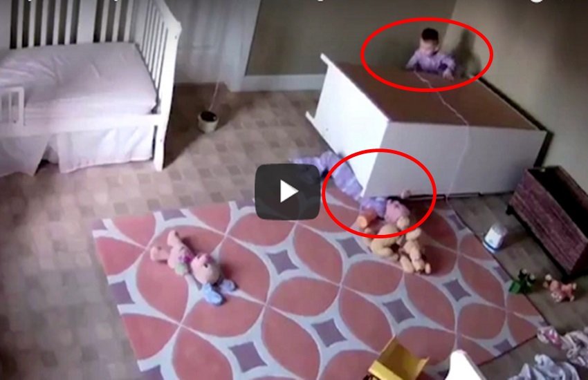 Viral Video, two-year-old, twin brother trapped under a heavy bookcase
