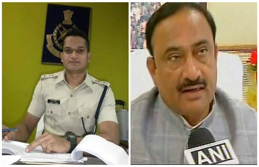 एसपी गौरव तिवारी और मध्य प्रदेश के गृहमंत्री भूपेंद्र सिंह 