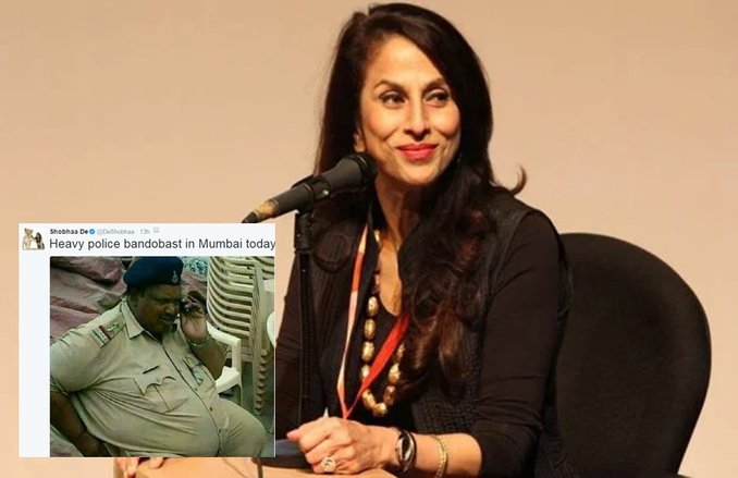 शोभा डे इस फोटो से उड़ा रही थीं मजाक, मुंबई पुलिस का जवाब सुन हुई बोलती बंद