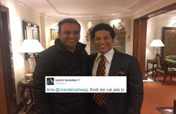 सहवाग ने डाली सचिन से मुलाकात की फोटो, तेंदुलकर ने टोका तो वीरू बोले- मैं हमेशा जल्‍दी में रहता हूं