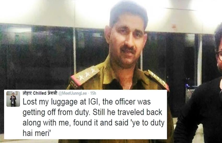 CISF officer, CISF officer help, CISF officer on airport, CISF officer twitter. CISF officer sunil kumar, new delhi, new delhi airport, नई दिल्ली , इंदिरा गांधी अंतरराष्ट्रीय हवाई अड्डे , सीआईएसएफ अधिकारी