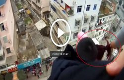 Video: सातवीं मंजिल से कूद गई नाराज पत्नी, बचाने के लिए चोटी पकड़कर ऐसे लटक गया पति