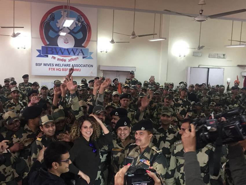 "Kangana Ranaut, Kangana, rangoon, BSF jawans, kangana meets bsf jawans, Army camp, frontier headquarters jammu