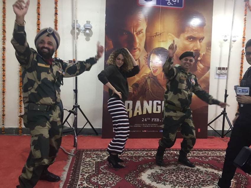 "Kangana Ranaut, Kangana, rangoon, BSF jawans, kangana meets bsf jawans, Army camp, frontier headquarters jammu