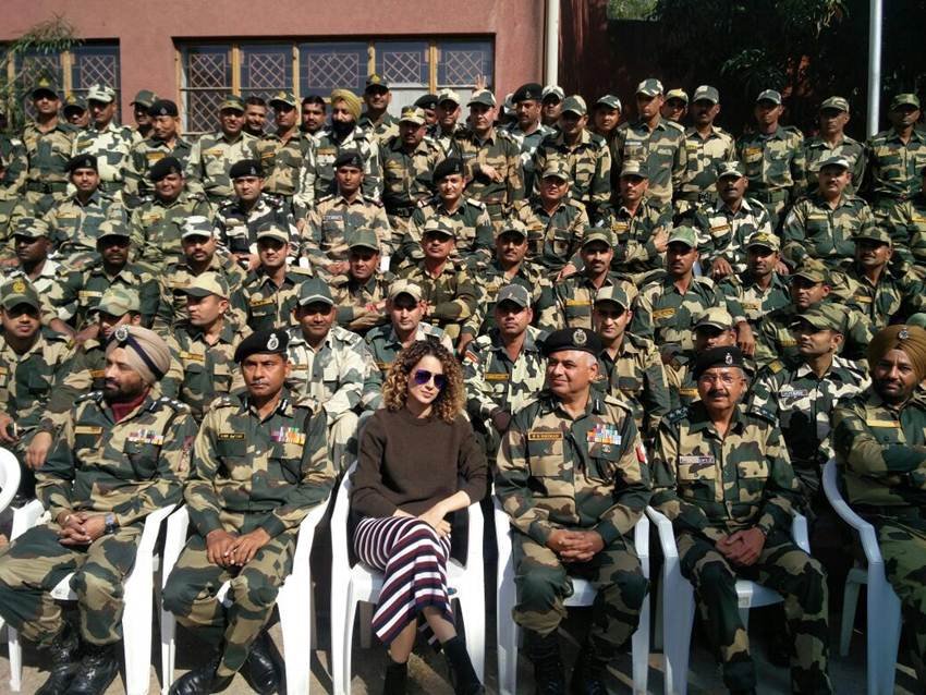 "Kangana Ranaut, Kangana, rangoon, BSF jawans, kangana meets bsf jawans, Army camp, frontier headquarters jammu