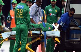 West Indies vs Pakistan, Port of Spain, T20 Series between Pakistan and West Indies, Ahmed Shehzad, Chadwick Walton, Marlon Samuels, Ahmed Shehzad Injured Severely, Cricket News, Sports News, Ambulance on Cricket Field