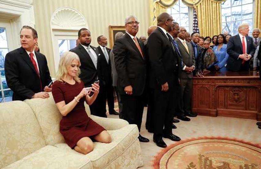 Kellyanne Conway, photo goes viral, criticism Kellyanne Conway, US president Donald Trump, US president, African-American leaders, अमेरिका के राष्ट्रपति डोनाल्ड ट्रंप, सोशल मीडिया, केल्याने कॉनवे Kellyanne Conway, photo goes viral, criticism Kellyanne Conway, US president Donald Trump, US president, African-American leaders, अमेरिका के राष्ट्रपति डोनाल्ड ट्रंप, सोशल मीडिया, केल्याने कॉनवे