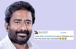 सभी घरेलू एयरलाइंस द्वारा बैन किए जाने के बाद ऐसे उड़ रहा है शिव सेना सांसद रवींद्र गायकवाड़ का मजाक