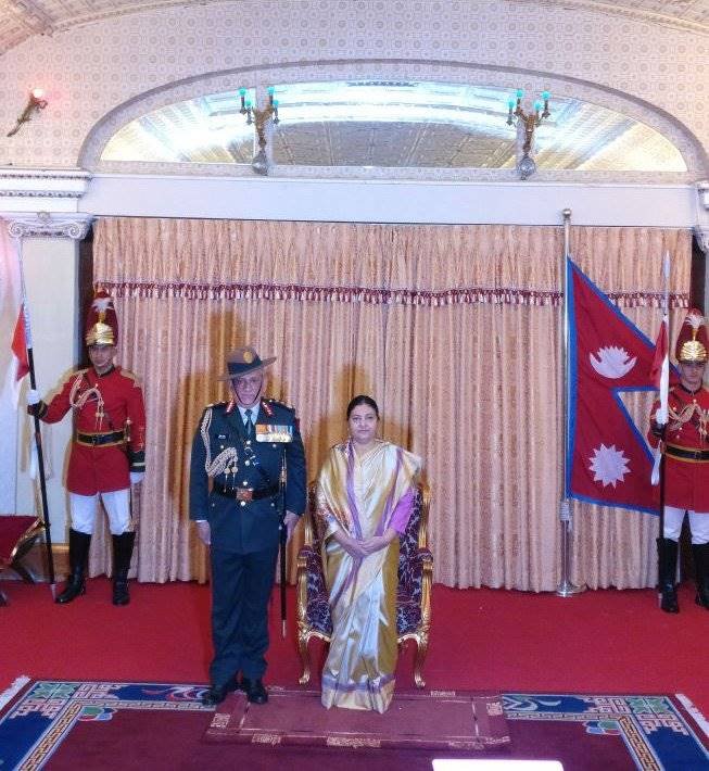 General Bipin Rawat,General of Nepal Army,Nepal President Bidhya Devi Bhandari,Indian Army