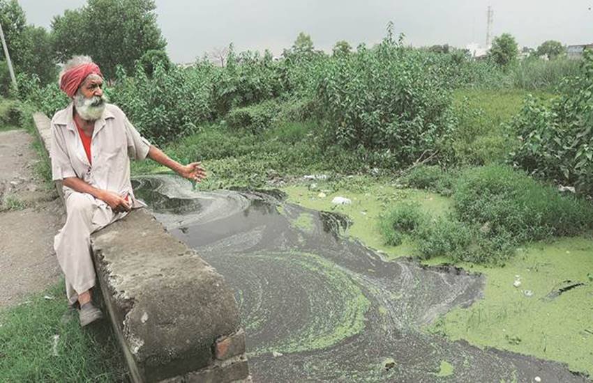 हरियाणा के यमुनानगर में सरस्वती नदी की हालत नाले जैसी हो गई है। (Source Image: Indian Express)