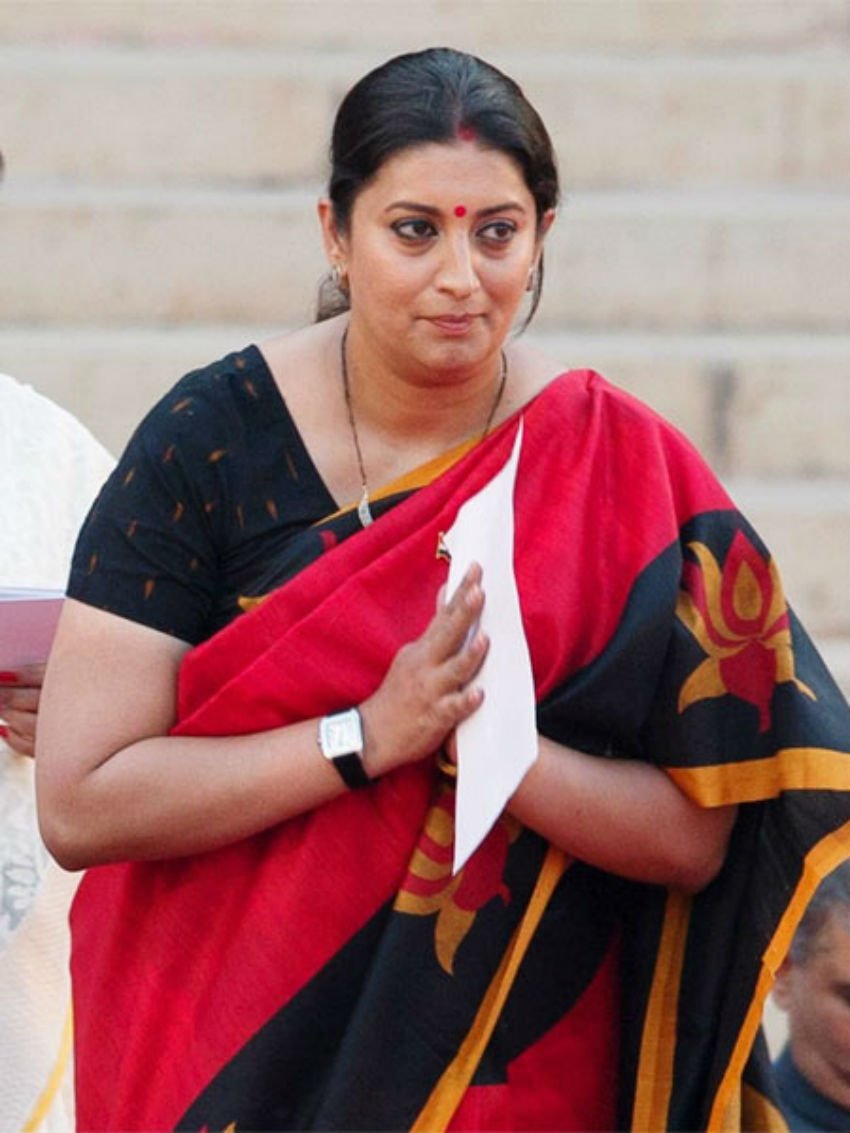 Smriti Irani, Member of Parliament, Rajya Sabha, Gujarat, Vice-President, Bharatiya Janata Party, Smriti Malhotra, New Delhi, India, Zubin Irani, Politician, Actor, actress, Rashtriya Swayamsevak Sangh, RSS, Miss India 1998, Kyunki Saas Bhi Kabhi Bahu Thi, Star Plus, tv serial, BJP Mahila Morcha, Ministry of Textiles, 2014, general elections, against Rahul Gandhi, Amethi, constituency, Uttar Pradesh