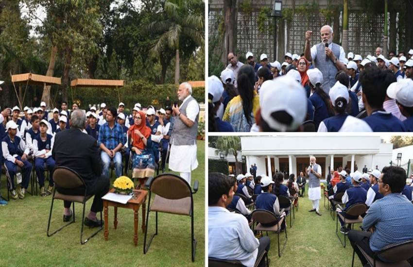 PM Modi, children from J& K Camp, watan ko jano Camp, Narendra Modi, Pm Modi interaction With J & K Youth, Nationa News, Pm Modi Latest Photos, Narendra Modi Watan Ko jano Campaign