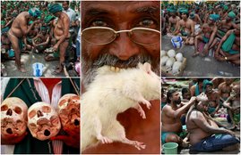 tamil nadu farmers, farmers protest, farmers protest in delhi, prime minister, narendra modi, pm modi, farmers PMO, farmers protest photos, tamil nadu, tamil nadu farmers protesters, palanisami, farmers protest, jantar mantar, farmers loan waivers, farmers protested naked, farmers eat mouse, modi govt, central govt, jansatta