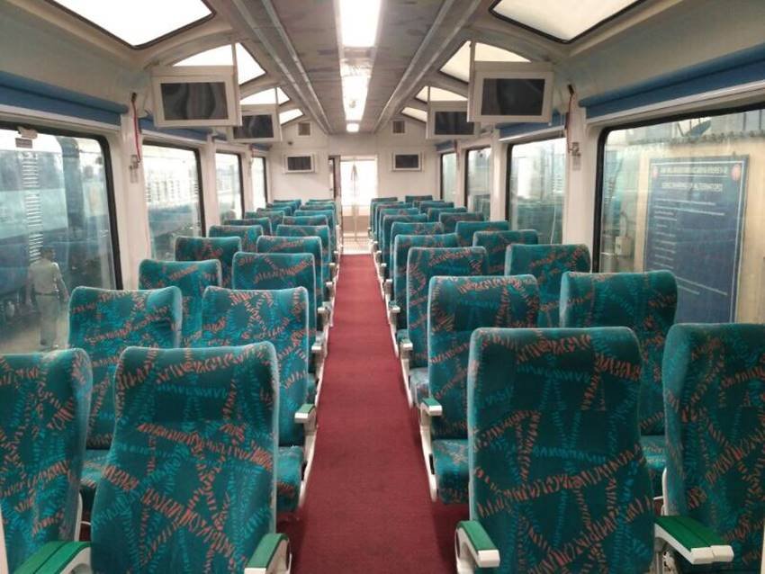 Vistadome Coaches, Vistadome Coaches in India, Suresh Prabhu, IRCTC, IRCTC Booking of Vistadome, New Train Coaches, Rail Coaches, Glass Roofs, LED lights, Rotatable seats, GPS based info, GPS in Trains, TV in Trains, Indian Railways, Railways News