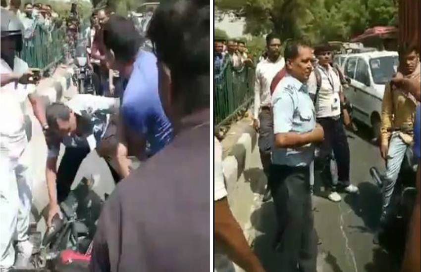 एयरफोर्स की वर्दी पहने शख्स की सरेआम पिटाई का वीडियो आया सामने। (Photo Source: Twitter) एयरफोर्स की वर्दी पहने शख्स की सरेआम पिटाई का वीडियो आया सामने। (Photo Source: Twitter)