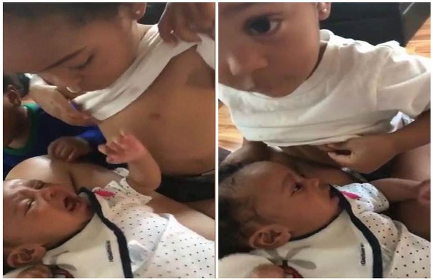 बहन को चुप कराने के लिए की कोशिश। (Photo Source: Screenshot/facebook)