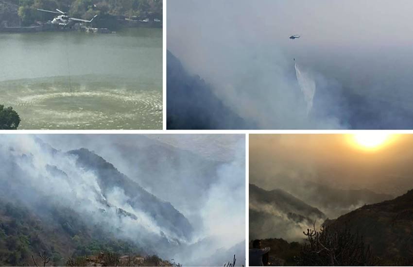 माउंट आबू के जंगल में लगी भीषण आग