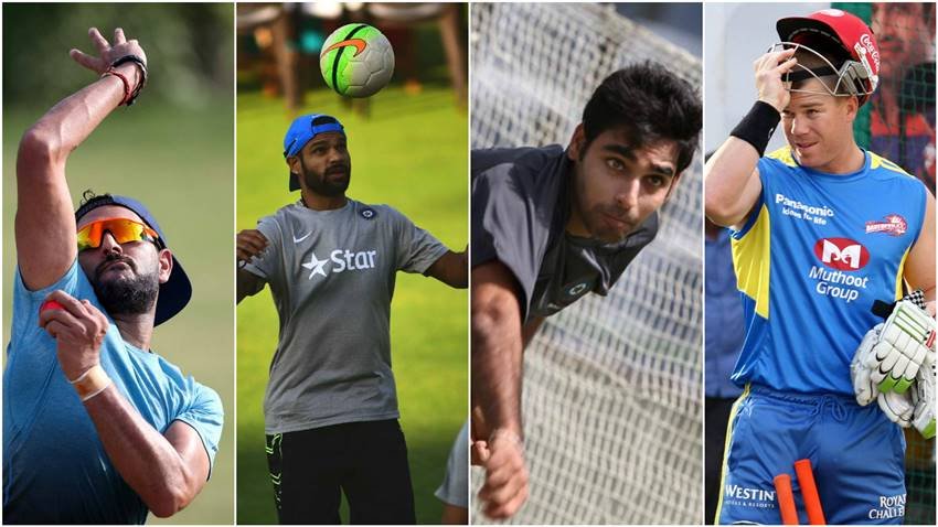 David warner, shikhar dhawan, bhuwneshwar kumar, yuvraj singh