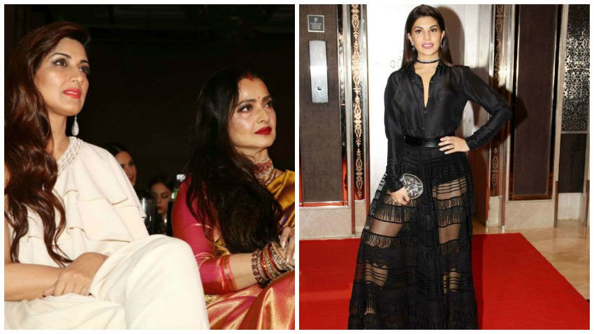 बीती रात आयोजित जियो स्पा अवॉर्ड में रेखा समेत कई बॉलीवुड सेलेब्रिटी पहुंचे। इस दौरान रेखा के माथे पर सिंदूर नजर आया। उनके अलावा एक्ट्रेस सोनाली बेन्द्रे, अदिति राव हैदरी, सना खान, टिस्का चोपड़ा, सूरज पंचोली, जैकलीन फर्नाडिज डिनो मारिया, दिव्या खोसला कुमार और उनके हसबैंड भूषण कुमार भी नजर आए।