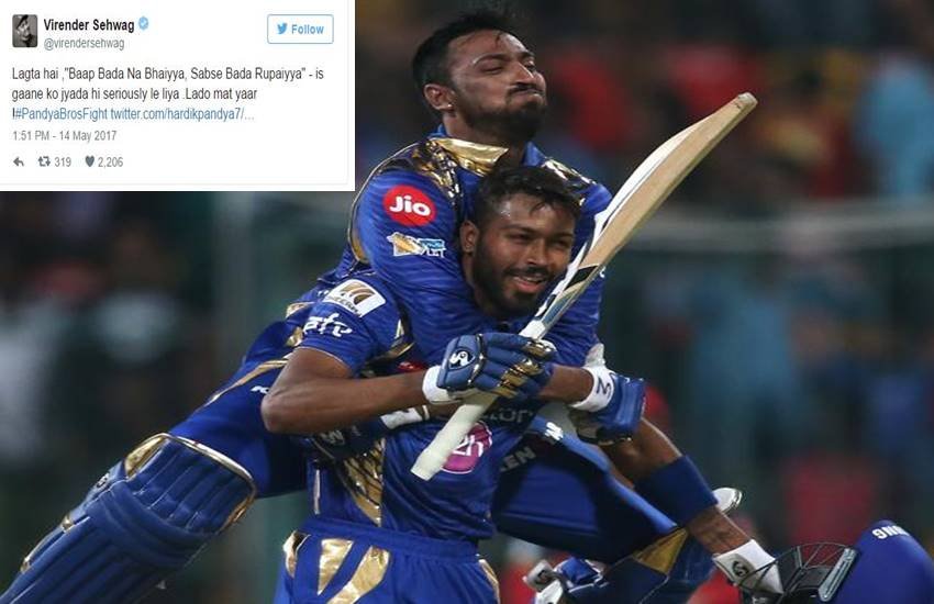 IPL 2017, Indian Premier Legue, Cricket News, Sports News, Hardik Pandya, Krunal Pandya, Pandya Brothers, Virender Sehwag, Mumbai Indians, Kolkata Knight Riders vs Mumbai Indians, IPL-10, Tenth Edition of IPL