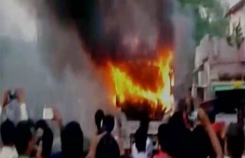 Fire in School Bus, School Bus Burning,