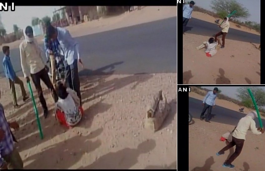 Men thrash a mentally-challenged woman with a pipe