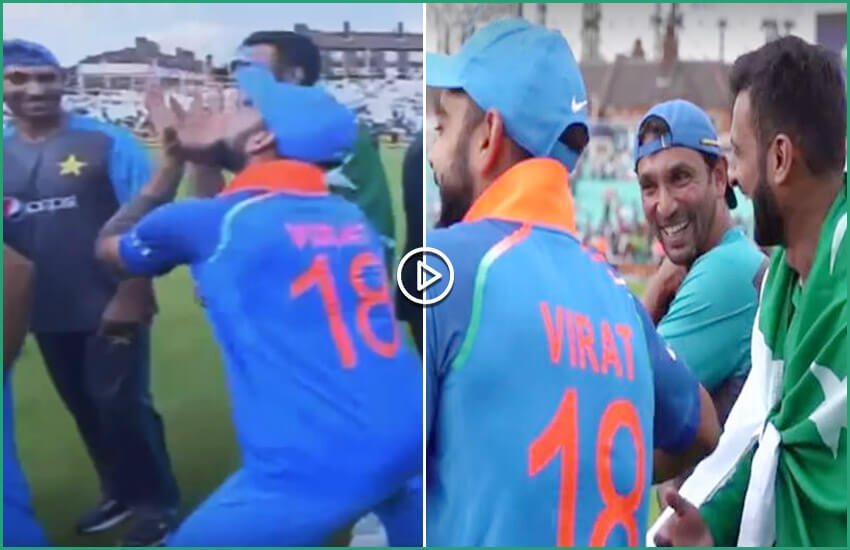 Champions Trophy final, indian captain, Virat Kohli, light moment, Shoaib Malik, video, Champions Trophy 2017, pakistan vs india, india, pakistan, team