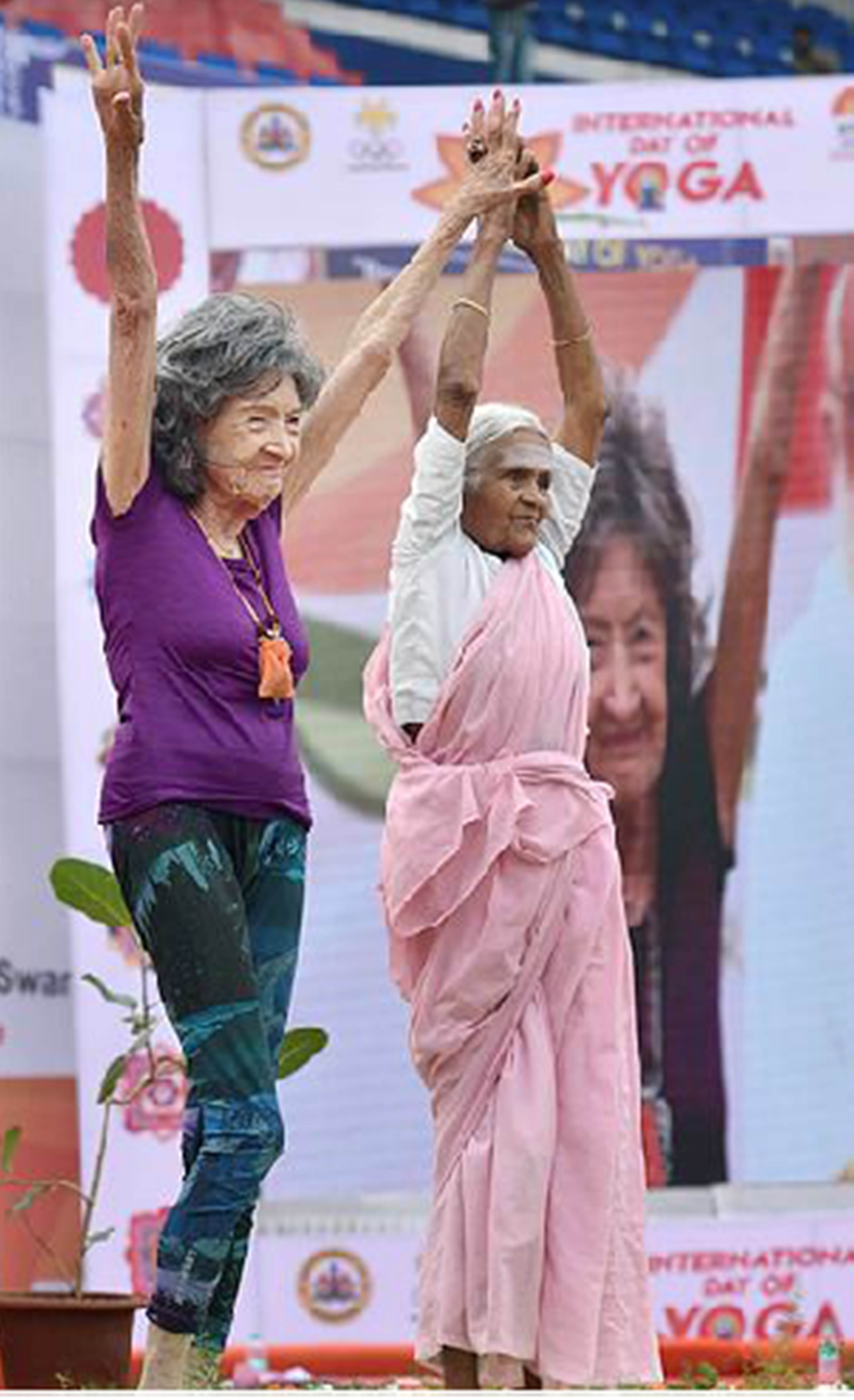 Yoga instructor, Yoga instructor Tao Porchon-Lynch, 98 year old Yoga instructor, International Yoga Day in Bangalore