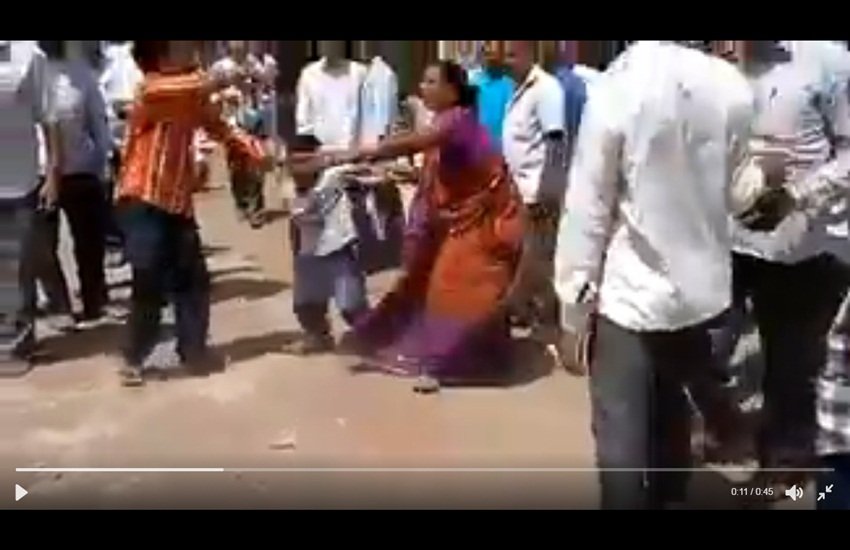 dalit woman, son beating up