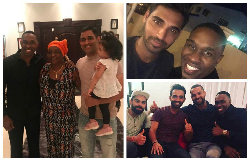 ड्वेन ब्रावो के घर पहुंचे टीम इंडिया के खिलाड़ी। 