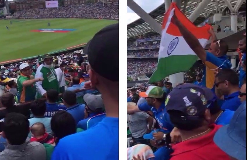 स्टेडियम में भारत पाकिस्तान फैन्स के बीच हुई हूटिंग। (Photo Source: Screengrab)