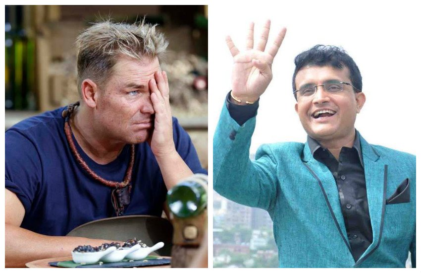 अॉस्ट्रेलिया के पूर्व स्पिनर शेन वॉर्न और पूर्व भारतीय कप्तान सौरव गांगुली। 