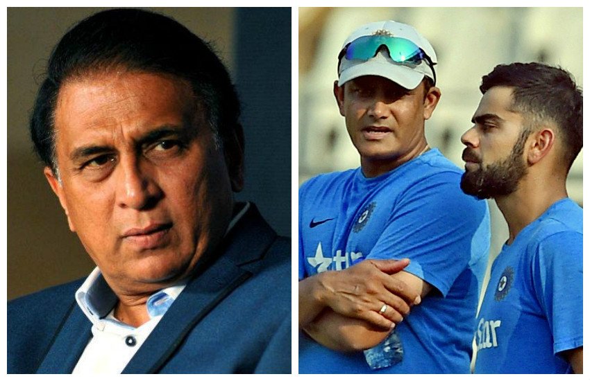 पूर्व कप्तान सुनील गावस्कर, पूर्व क्रिकेटर अनिल कुंबले और कप्तान विराट कोहली। 